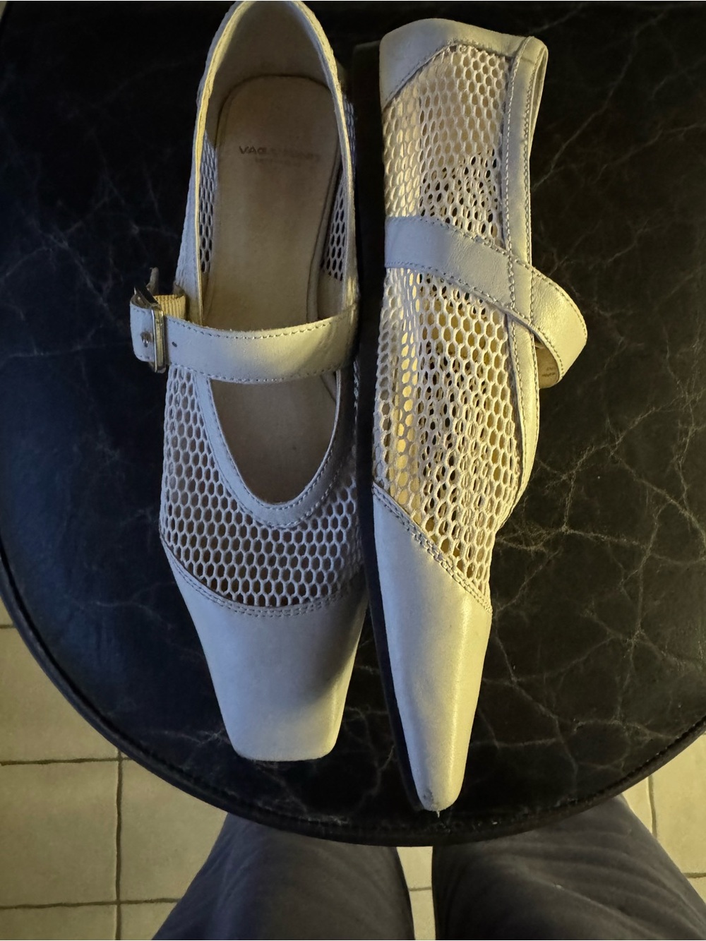 Vagabond Cream Mesh Mary Jane Flats with Buckle - Picture 2 of 3